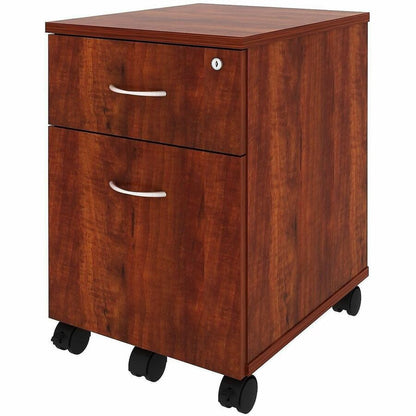 Lorell File Cabinet - for File, Box - Mobility - Cherry - 1 Each