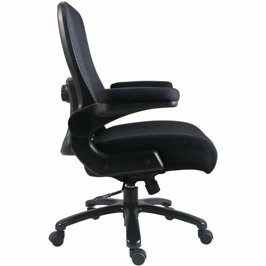 Lorell Big & Tall Flip Arm Chair - Black Seat Color - Mesh, Fabric - Armrest