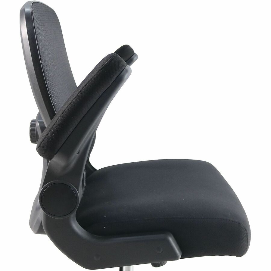 Lorell Big & Tall Flip Arm Chair - Black Seat Color - Mesh, Fabric - Armrest