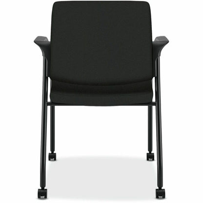 HON Ignition Mesh Back/Mobile MP Stacking Chair - Foam Seat Material - Mesh Back Material - Four-legged Base - Black - 1