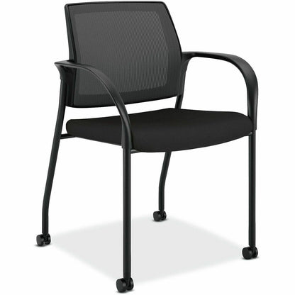 HON Ignition Mesh Back/Mobile MP Stacking Chair - Foam Seat Material - Mesh Back Material - Four-legged Base - Black - 1