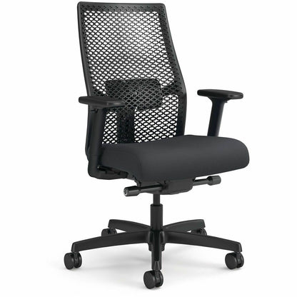 HON Ignition ReActiv Back Task Chair - Fabric Seat - Fabric Seat Material - Mesh Back Material - Black Frame Color - 5-s