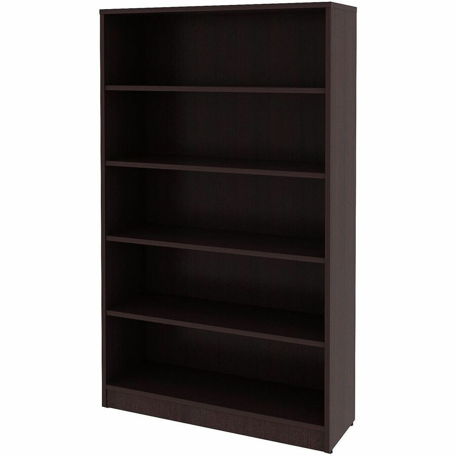 Lorell Essentials Espresso Laminate Bookcase - 36" Width x 12" Depth x 60" Height - 5 x Shelf(ves) - 375 lb Load Capacit