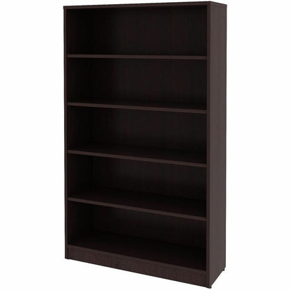 Lorell Essentials Espresso Laminate Bookcase - 36" Width x 12" Depth x 60" Height - 5 x Shelf(ves) - 375 lb Load Capacit