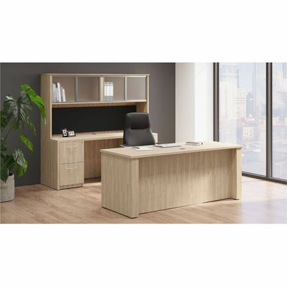 Lorell Essentials 4-Door Stack-On Hutch - 36" Height x 66" Width x 15" Depth Hutch - 4 Door(s) - Band Edge - Material: L
