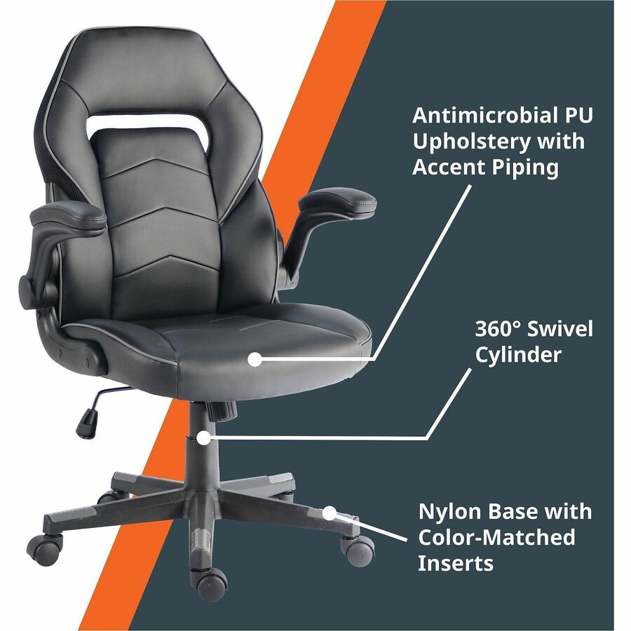 NuSparc SpawnSafe Antimicrobial Gaming Chairs - Polyurethane, Nylon - Black, Gray