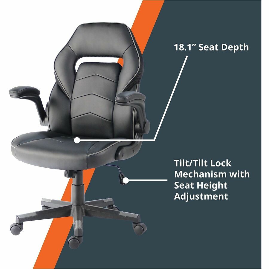 NuSparc SpawnSafe Antimicrobial Gaming Chairs - Polyurethane, Nylon - Black, Gray