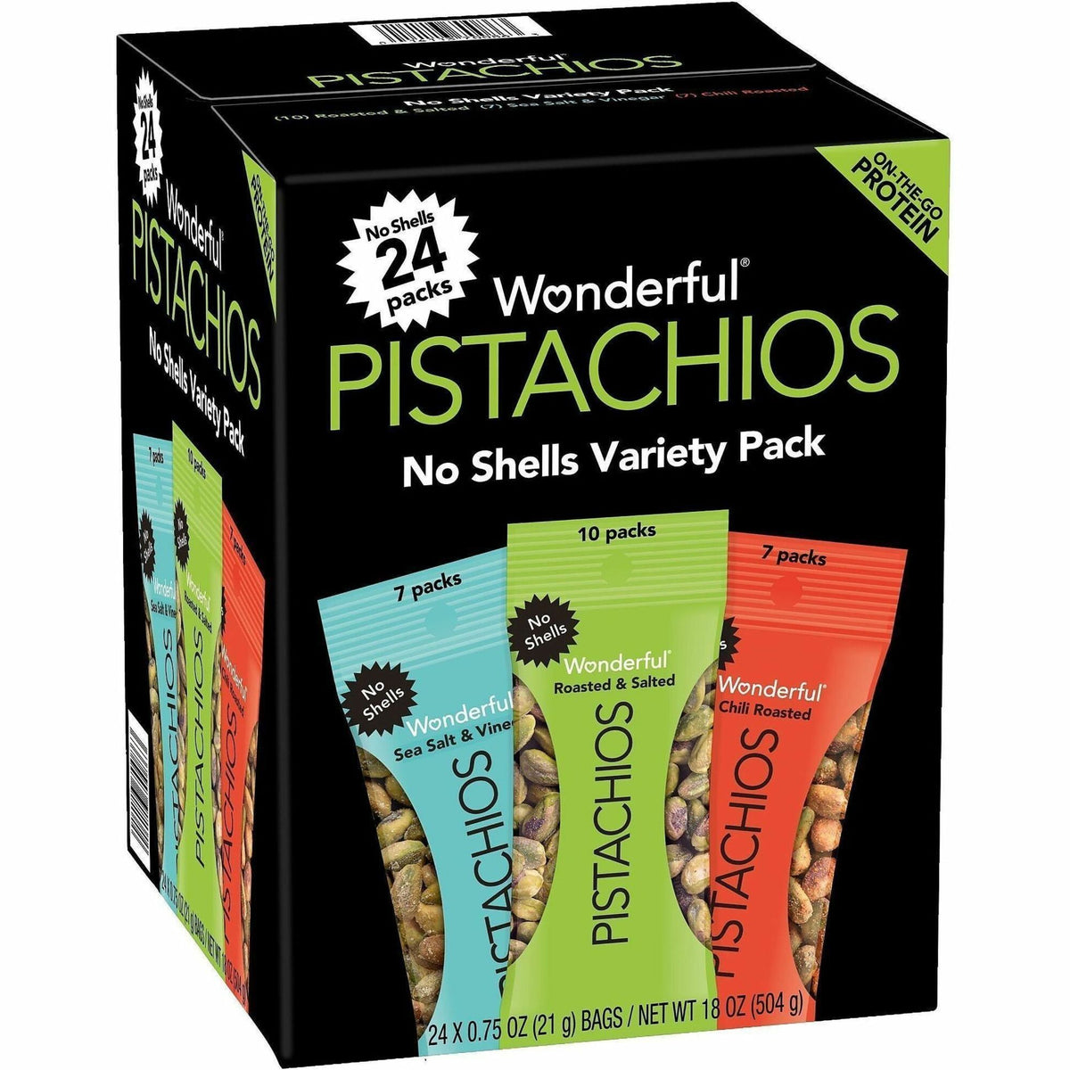 Paramount Farms NoShell Variety - Gluten-free, Non-GMO - Roasted & Salted, Sea Salt & Vinegar, Chili Roasted - 0.75 oz -