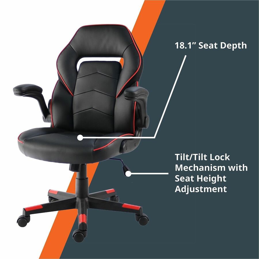 NuSparc SpawnSafe Antimicrobial Gaming Chairs - Polyurethane, Nylon - Black, Red