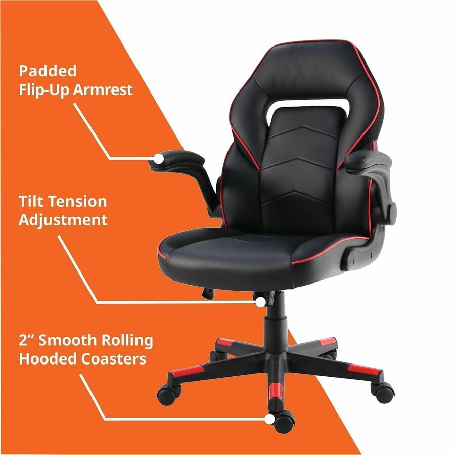 NuSparc SpawnSafe Antimicrobial Gaming Chairs - Polyurethane, Nylon - Black, Red
