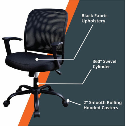 NuSparc Soho Mesh-Back Task Chair with Fixed Arms - Fabric Seat Material - Mesh Back Material - Metal Frame Material - B