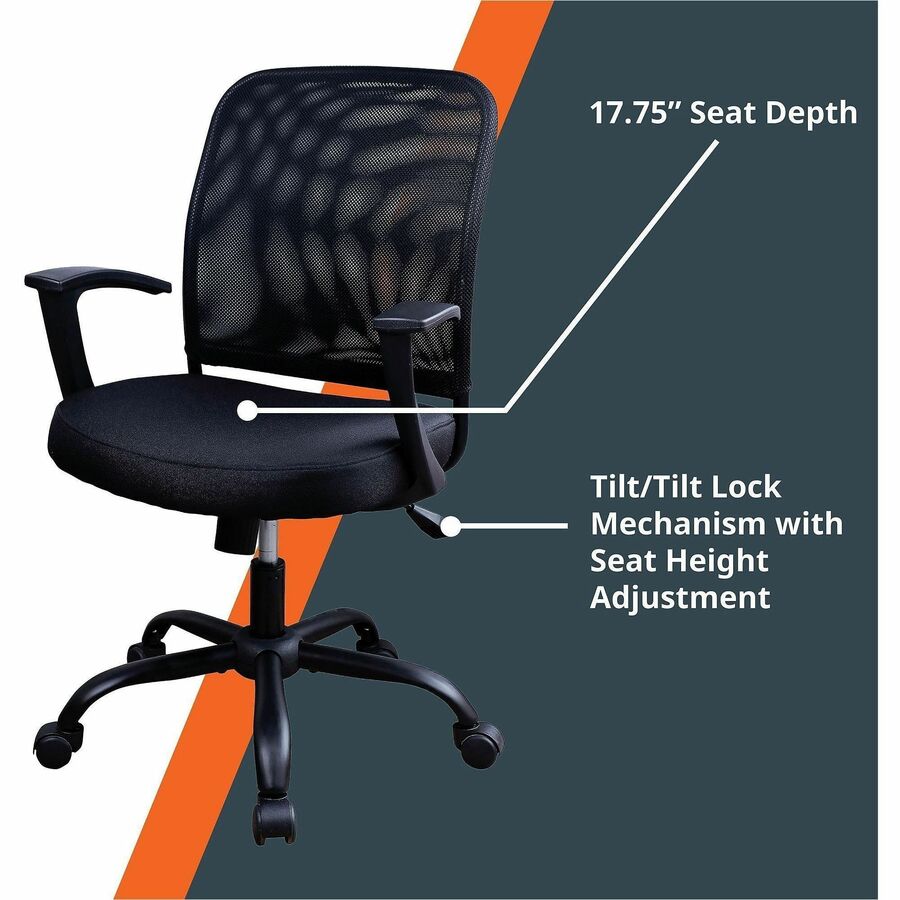 NuSparc Soho Mesh-Back Task Chair with Fixed Arms - Fabric Seat Material - Mesh Back Material - Metal Frame Material - B