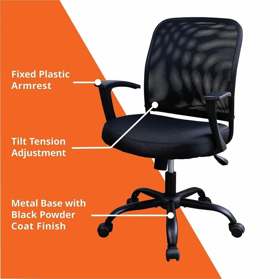 NuSparc Soho Mesh-Back Task Chair with Fixed Arms - Fabric Seat Material - Mesh Back Material - Metal Frame Material - B