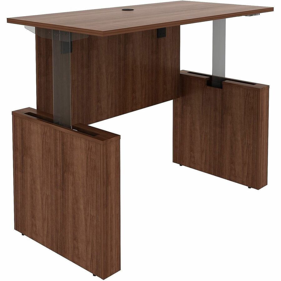 Lorell Essentials 60" Sit-to-Stand Desk Shell - 49" Height x 60" Width x 29" Depth, 1" Thickness Top - Finish: Walnut, L
