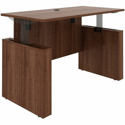 Lorell Essentials 60" Sit-to-Stand Desk Shell - 49" Height x 60" Width x 29" Depth, 1" Thickness Top - Finish: Walnut, L