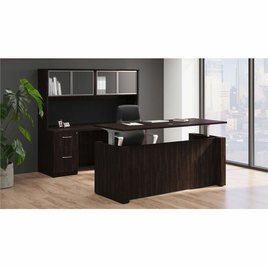 Lorell Essentials 72" Sit-to-Stand Desk Shell - 49" Height x 72" Width x 29" Depth, 1" Thickness Top - Finish: Espresso,