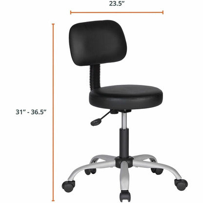 NuSparc Anti-Microbial PVC Stool with Seat Back - Black - Polyvinyl Chloride (PVC) - 1 Each