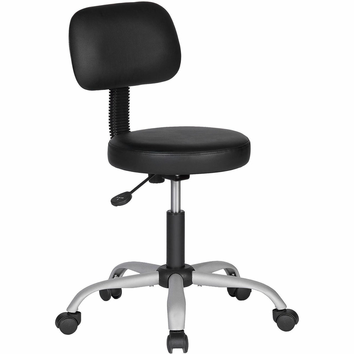 NuSparc Anti-Microbial PVC Stool with Seat Back - Black - Polyvinyl Chloride (PVC) - 1 Each
