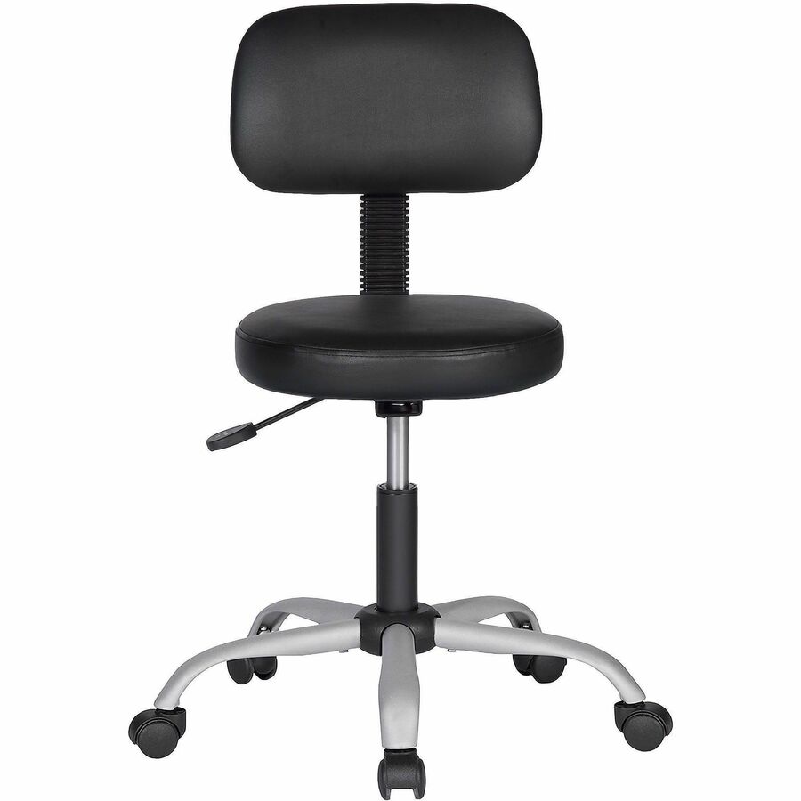 NuSparc Anti-Microbial PVC Stool with Seat Back - Black - Polyvinyl Chloride (PVC) - 1 Each