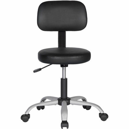 NuSparc Anti-Microbial PVC Stool with Seat Back - Black - Polyvinyl Chloride (PVC) - 1 Each