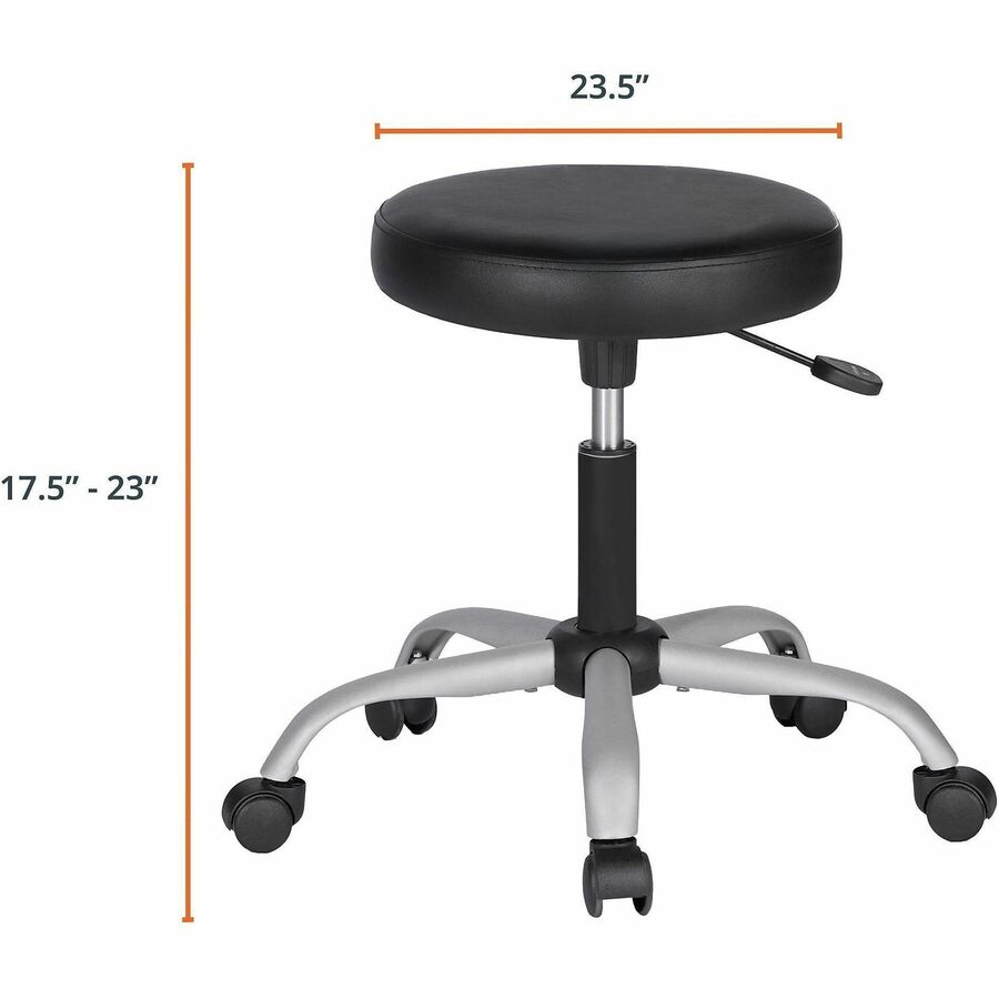 NuSparc Anti-Microbial PVC Backless Stool - Black - Polyvinyl Chloride (PVC) - 1 Each
