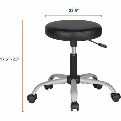 NuSparc Anti-Microbial PVC Backless Stool - Black - Polyvinyl Chloride (PVC) - 1 Each