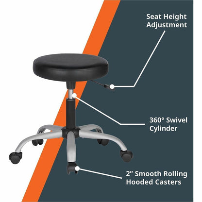 NuSparc Anti-Microbial PVC Backless Stool - Black - Polyvinyl Chloride (PVC) - 1 Each