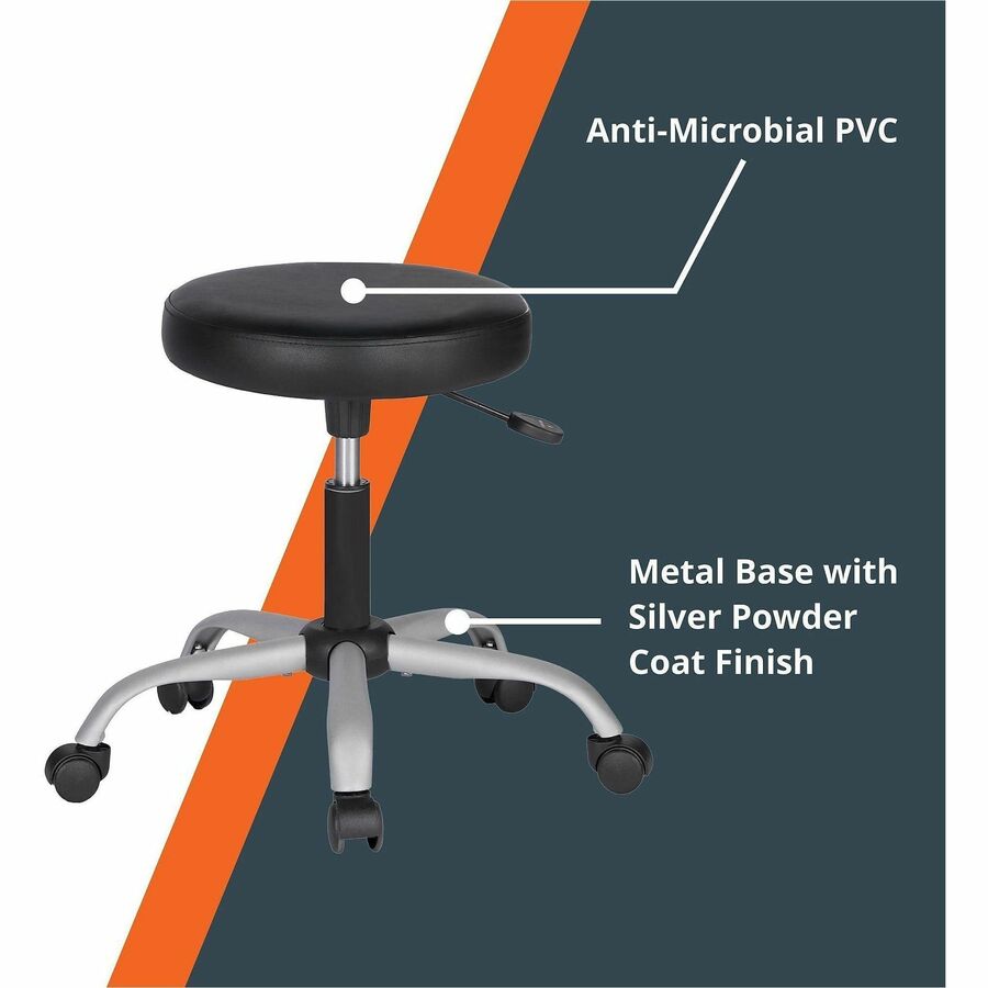 NuSparc Anti-Microbial PVC Backless Stool - Black - Polyvinyl Chloride (PVC) - 1 Each