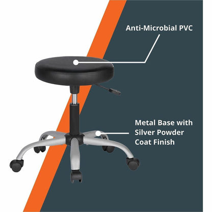NuSparc Anti-Microbial PVC Backless Stool - Black - Polyvinyl Chloride (PVC) - 1 Each