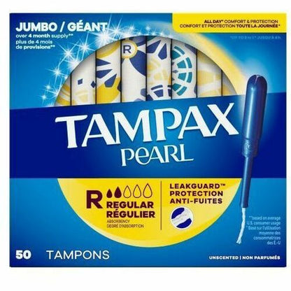 Tampax Pearl Regular Tampons - Regular - Plastic Applicator - Anti-leak, Comfortable, Anti-slip, Odor-free, Unscented, A