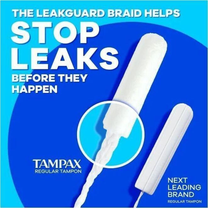 Tampax Pearl Regular Tampons - Regular - Plastic Applicator - Anti-leak, Comfortable, Anti-slip, Odor-free, Unscented, A