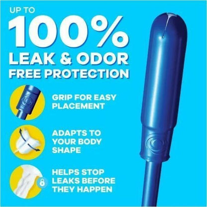 Tampax Pearl Regular Tampons - Regular - Plastic Applicator - Anti-leak, Comfortable, Anti-slip, Odor-free, Unscented, A
