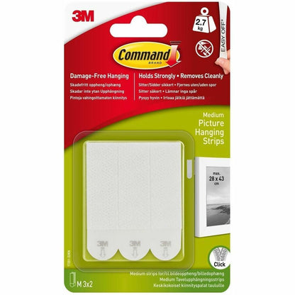Command Medium Adhesive Picture Hanging Strips - 6 lb (2.72 kg) Capacity - 0.7" Width x 2.8" Length - Adhesive - Medium 