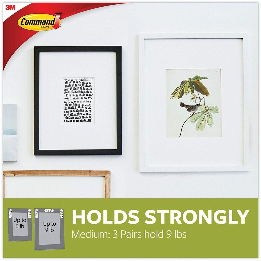 Command Medium Adhesive Picture Hanging Strips - 6 lb (2.72 kg) Capacity - 0.7" Width x 2.8" Length - Adhesive - Medium 