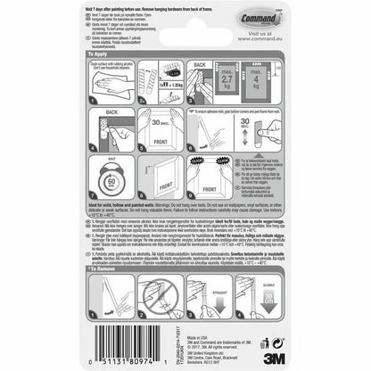Command Medium Adhesive Picture Hanging Strips - 6 lb (2.72 kg) Capacity - 0.7" Width x 2.8" Length - Adhesive - Medium 
