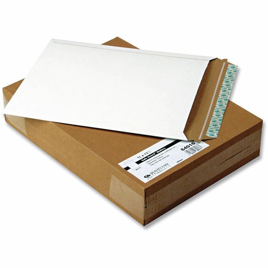 Quality Park Sturdy Fiberboard Photo Mailers - Photo/Document - 11" Width x 13 1/2" Length - Peel & Seal - White - Fiber