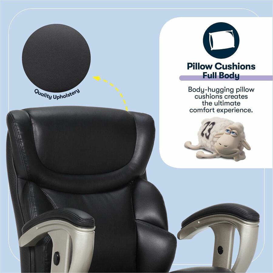 Serta Chair - Black Seat Color - Black Back Color - Mid Back - Black - MDF, Memory Foam, Bonded Leather - Armrest - 1 Ea