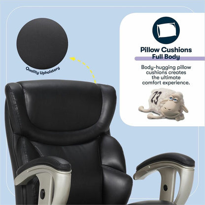 Serta Chair - Black Seat Color - Black Back Color - Mid Back - Black - MDF, Memory Foam, Bonded Leather - Armrest - 1 Ea