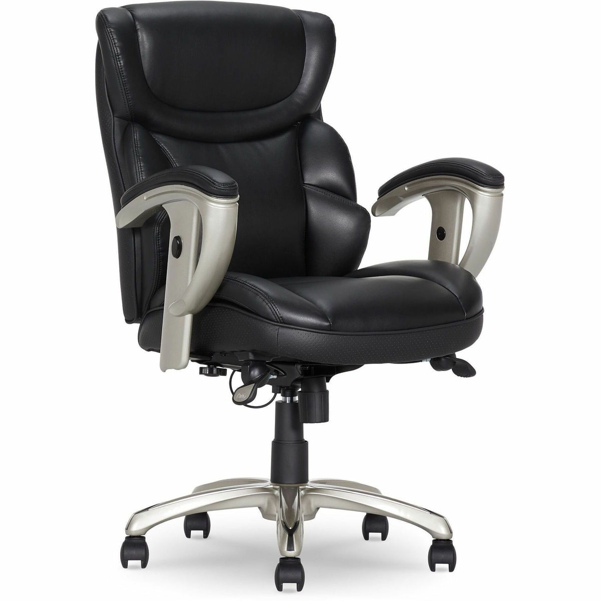 Serta Chair - Black Seat Color - Black Back Color - Mid Back - Black - MDF, Memory Foam, Bonded Leather - Armrest - 1 Ea