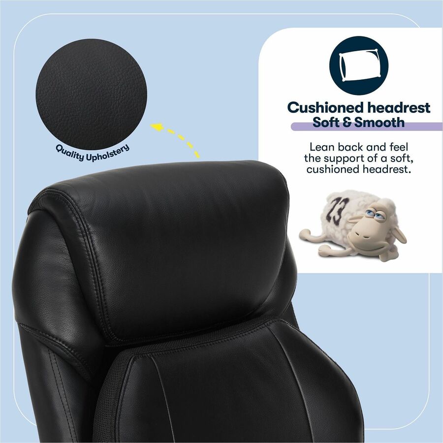 Serta Chair - Black Seat Color - Black Back Color - Mid Back - 5-star Base - Black - Memory Foam, Bonded Leather - Armre