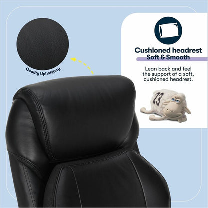 Serta Chair - Black Seat Color - Black Back Color - Mid Back - 5-star Base - Black - Memory Foam, Bonded Leather - Armre