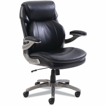 Serta Chair - Black Seat Color - Black Back Color - Mid Back - 5-star Base - Black - Memory Foam, Bonded Leather - Armre