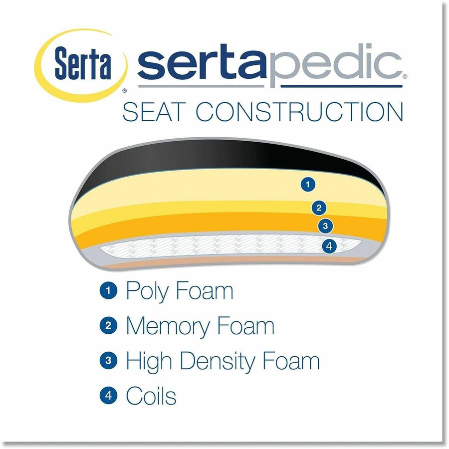 Serta Chair - Black Seat Color - Black Back Color - Mid Back - 5-star Base - Black - Memory Foam, Bonded Leather - Armre