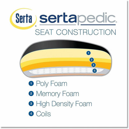 Serta Chair - Black Seat Color - Black Back Color - Mid Back - 5-star Base - Black - Memory Foam, Bonded Leather - Armre