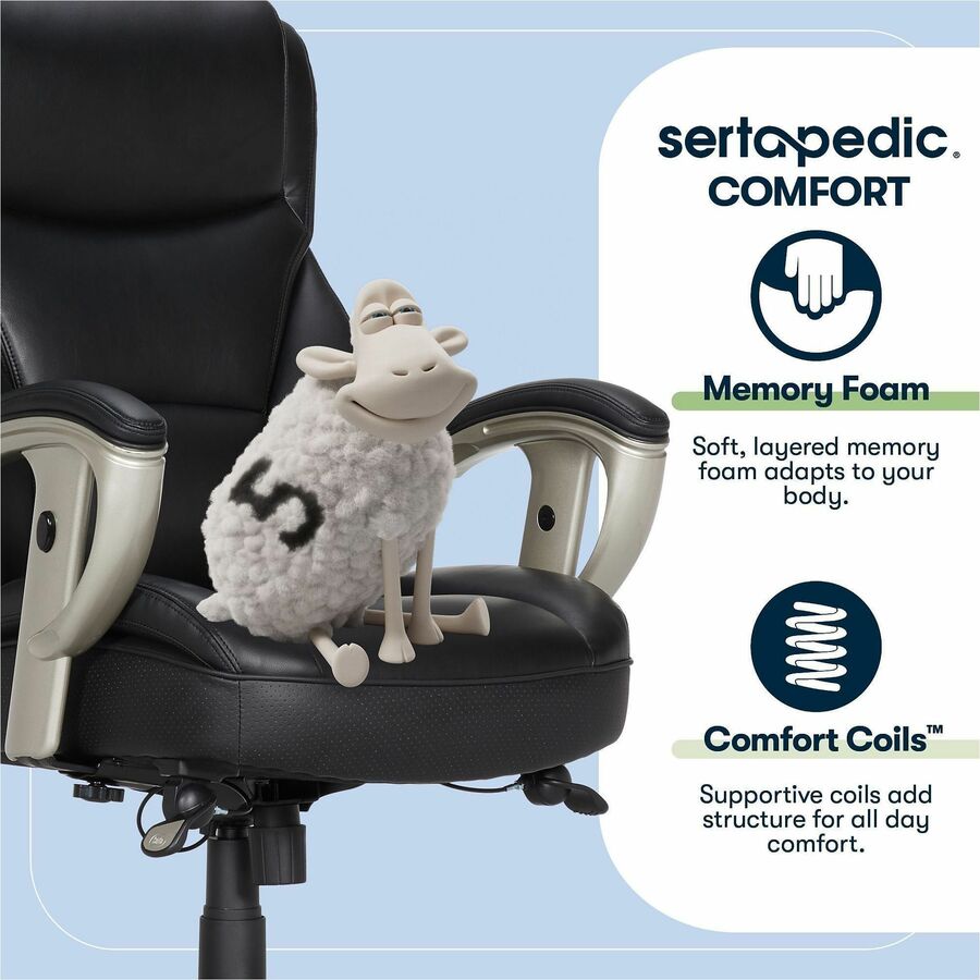 Serta Emerson Big & Tall Task Chair - Black Seat Color - Black Back Color - High Back - Black - MDF, Memory Foam, Bonded