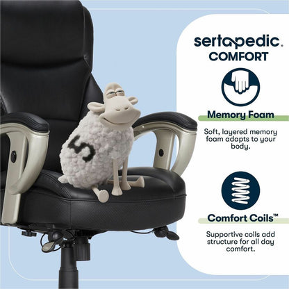 Serta Emerson Big & Tall Task Chair - Black Seat Color - Black Back Color - High Back - Black - MDF, Memory Foam, Bonded