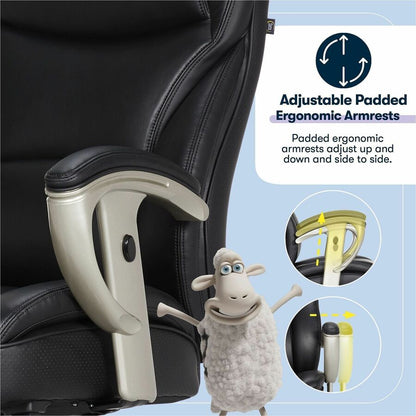 Serta Emerson Big & Tall Task Chair - Black Seat Color - Black Back Color - High Back - Black - MDF, Memory Foam, Bonded