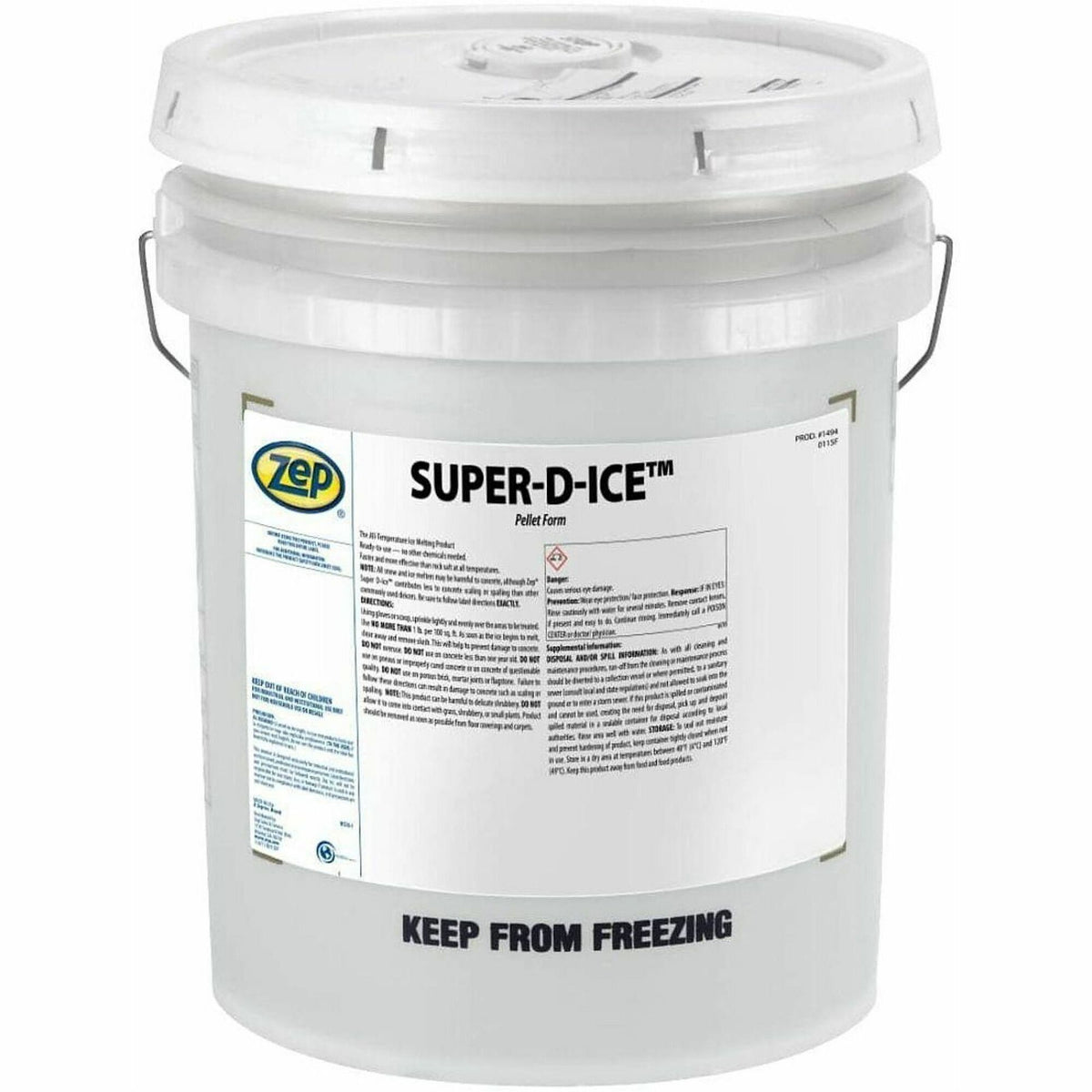 Zep Commercial Super D-Ice All-Temperature Ice Melt - Pellet - Rock Salt, Calcium Chloride -58°F (-50°C) - 40 lb - 1 Eac