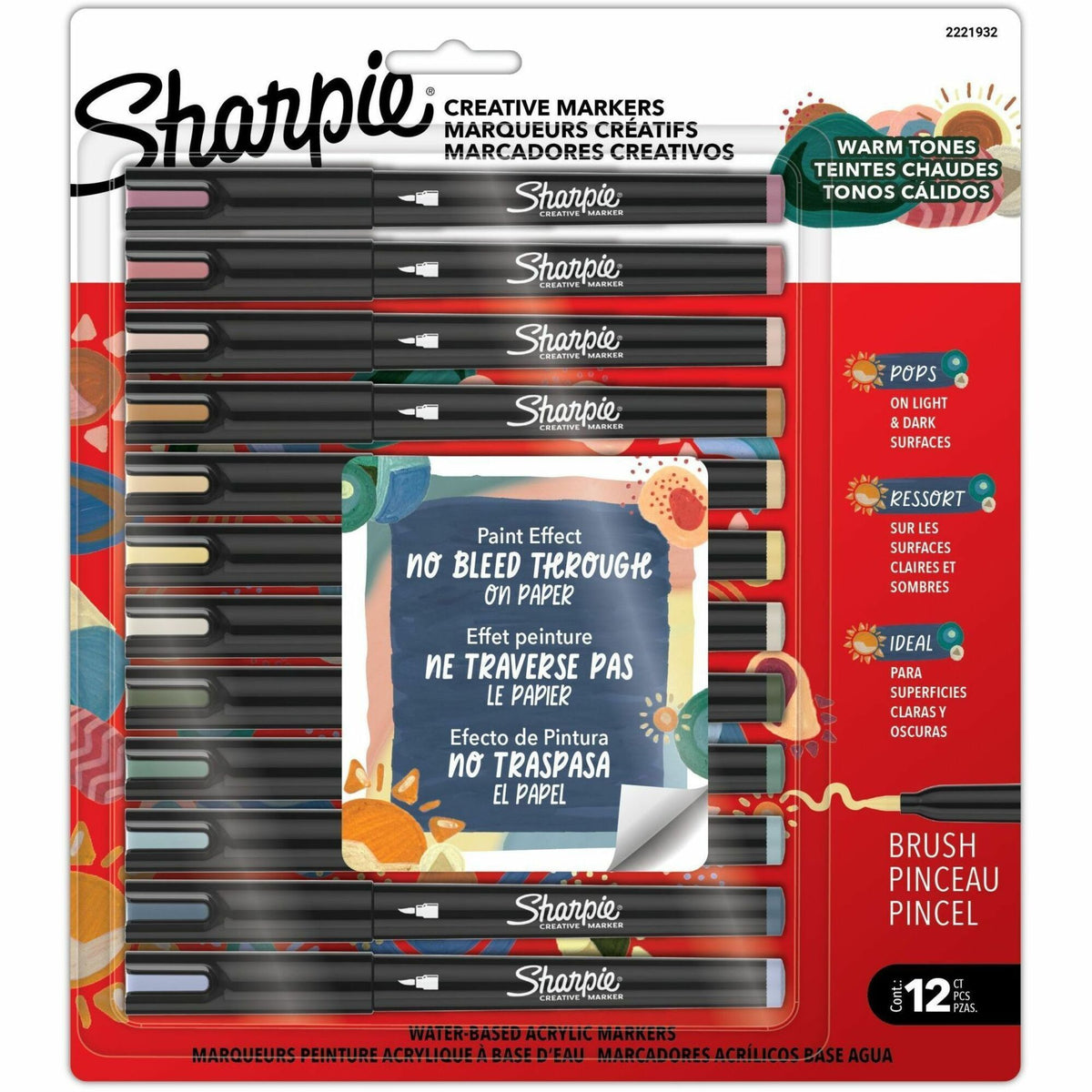 Sharpie Creative Markers - Water Based, Acrylic Based - Multipurpose - 12 / Pack