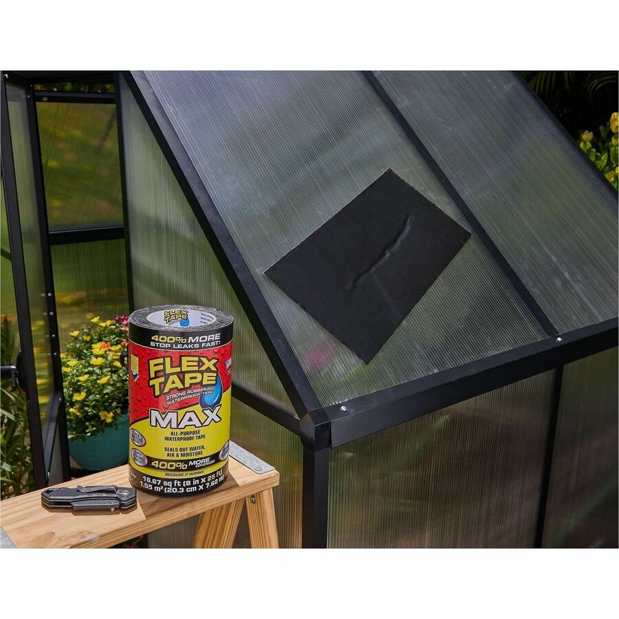 FLEX SEAL Flex Tape - 25 ft Length x 8" Width - Black - 3 / Carton